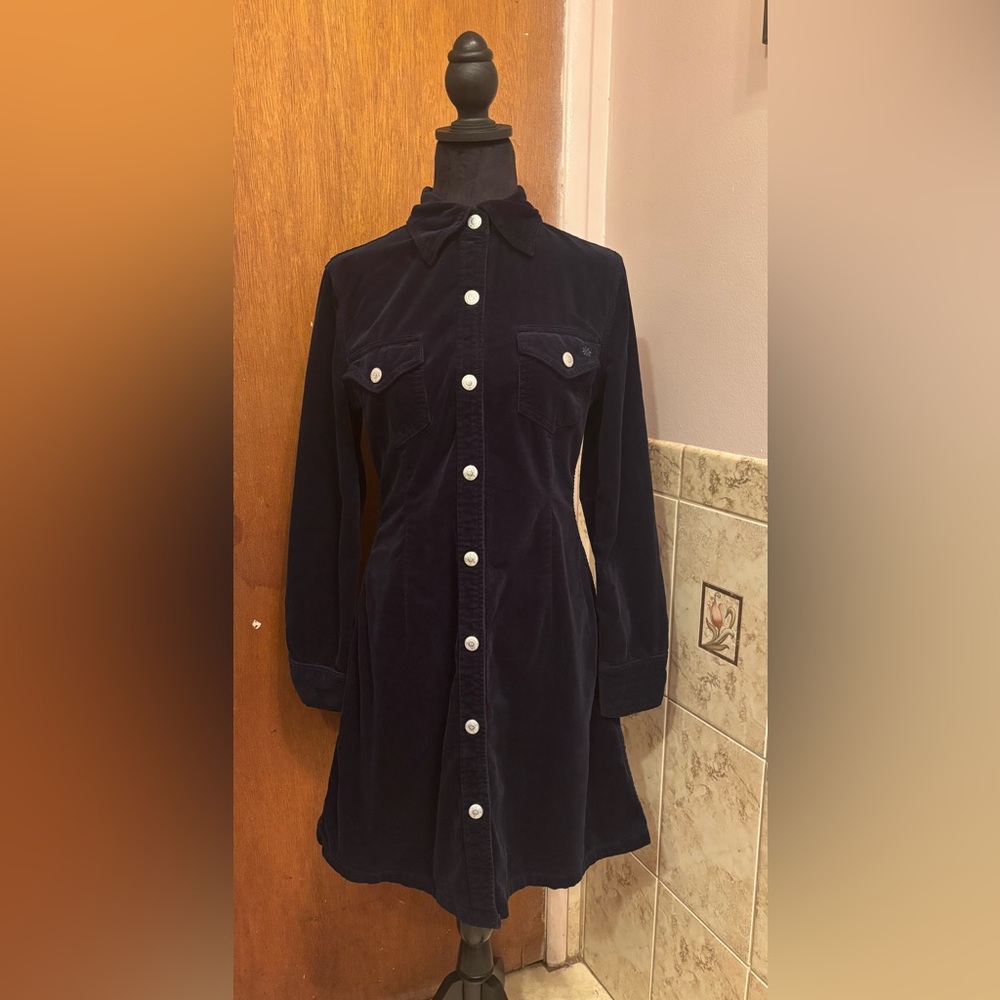 AG Adriano Goldschmied Navy Blue Corduroy Dress